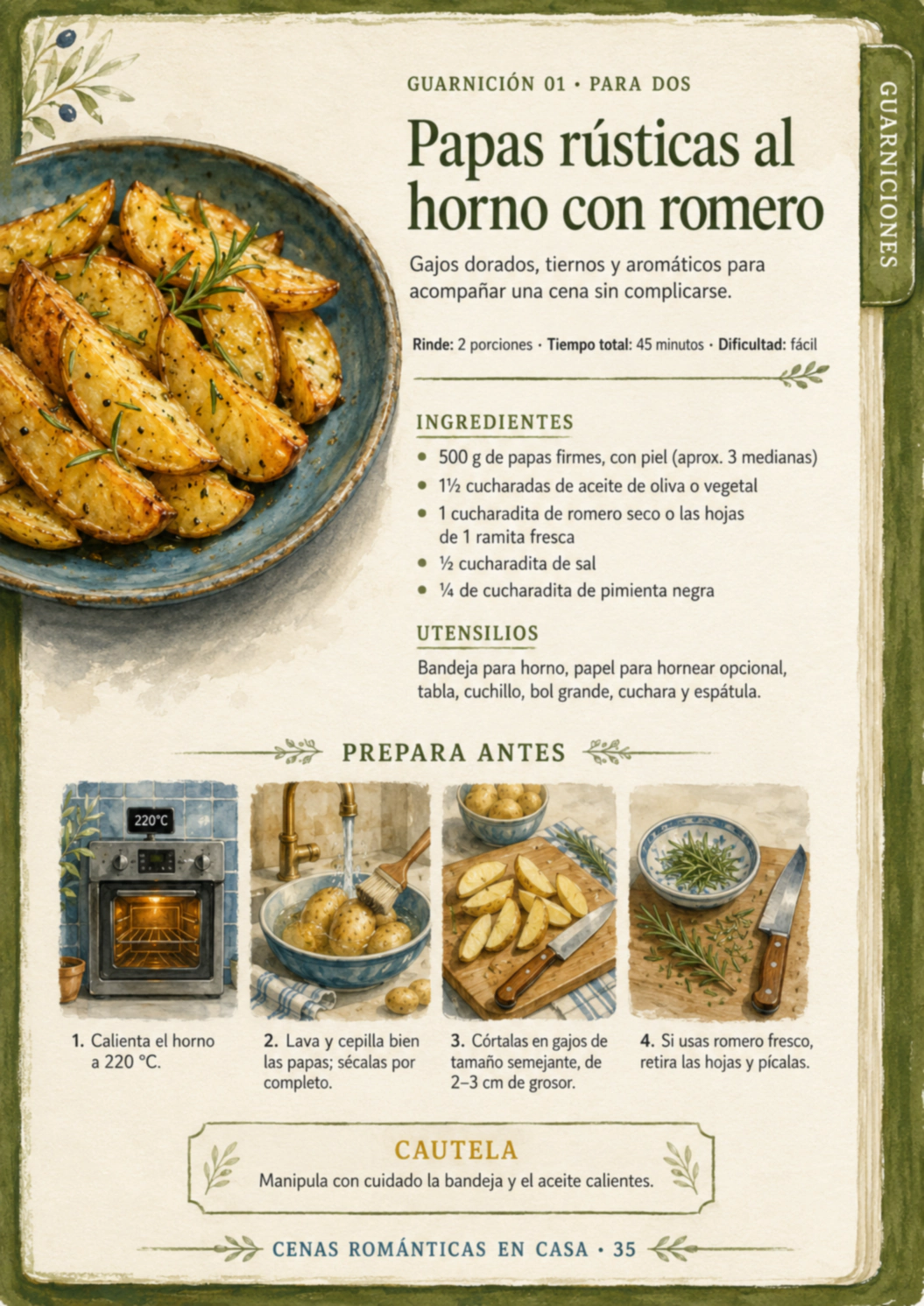 Vista previa levemente desenfocada de la receta Papas rústicas al horno con romero
